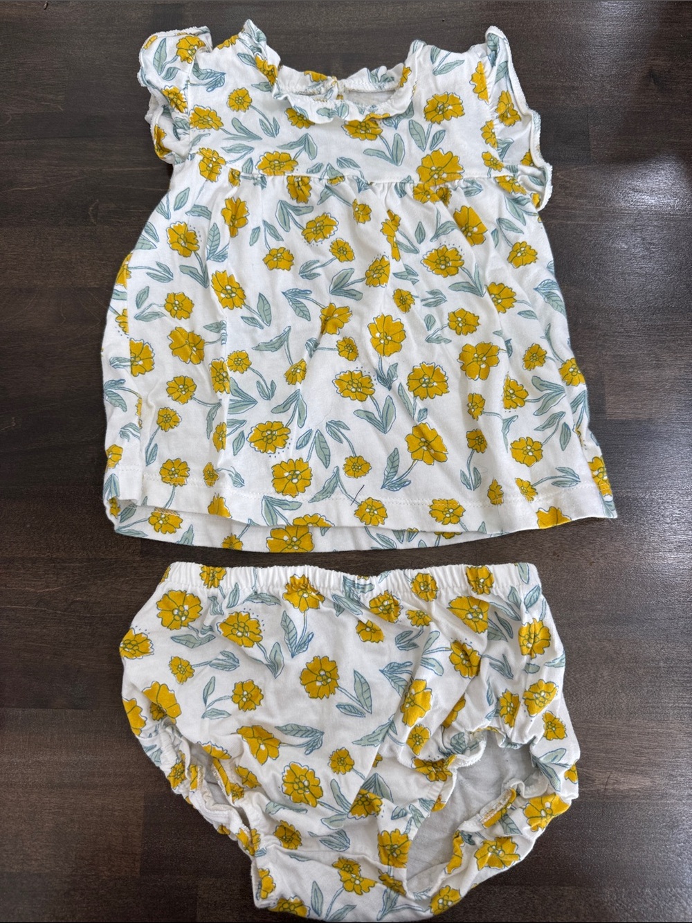 Carter's White & Yellow Floral Top with Matching Bloomers